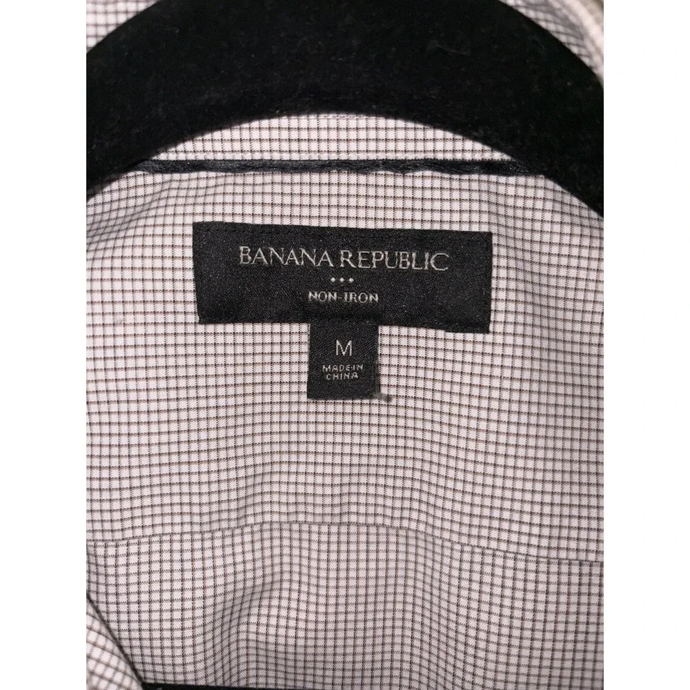 Banana Republic Non Iron Slim Fit M 15-15 1/2 Dress Shirt Brown Check